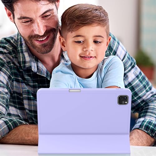 Image of ZryXal New iPad Pro 13 Inch Case (M5) 2025 / (M4) 2024 with Pencil Holder, Smart iPad Case [Support Pencil Pro and Pencil (USB-C)], Support Touch ID and Auto Wake /Sleep (Light Purple)