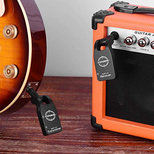 Vilihy 2.4GHZ Wireless Guitar System Transmisor y Receptor Digital para Guitarra Eléctrica y Bajo Batería Recargable de Litio Integrada (Negro) miniatura 6