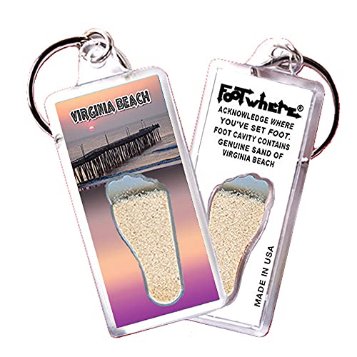 FootWhere Virginia Beach Souvenir Keychain. (VB103 - Sunset Pier) Authentic destination souvenir acknowledging where you've actually set foot. Made in USA
