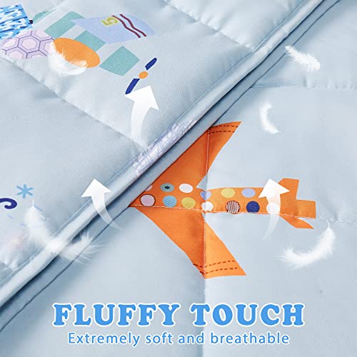 Hosukko Weighted Blanket Kids, Weighted Blanket For Kids 5 Lbs Blue Airplane Heavy Blanket For Children, Toddler Weighted Blankets For Toddler, Kids Weighted Blanket (36 * 48 Inches, 5 Lbs) #TOP2