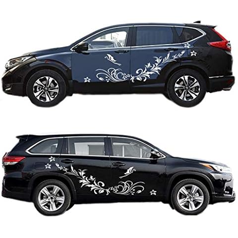 BININBOX Universal Both Sides Car Stickers Flower Vine Pattern Body Stickers Hood Decal (white) Cover
