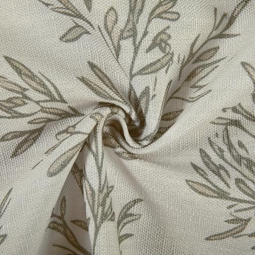 Image of TWOPAGES Rod Pocket Leaf Print Cafe Curtains, Stone, 26W x 36L