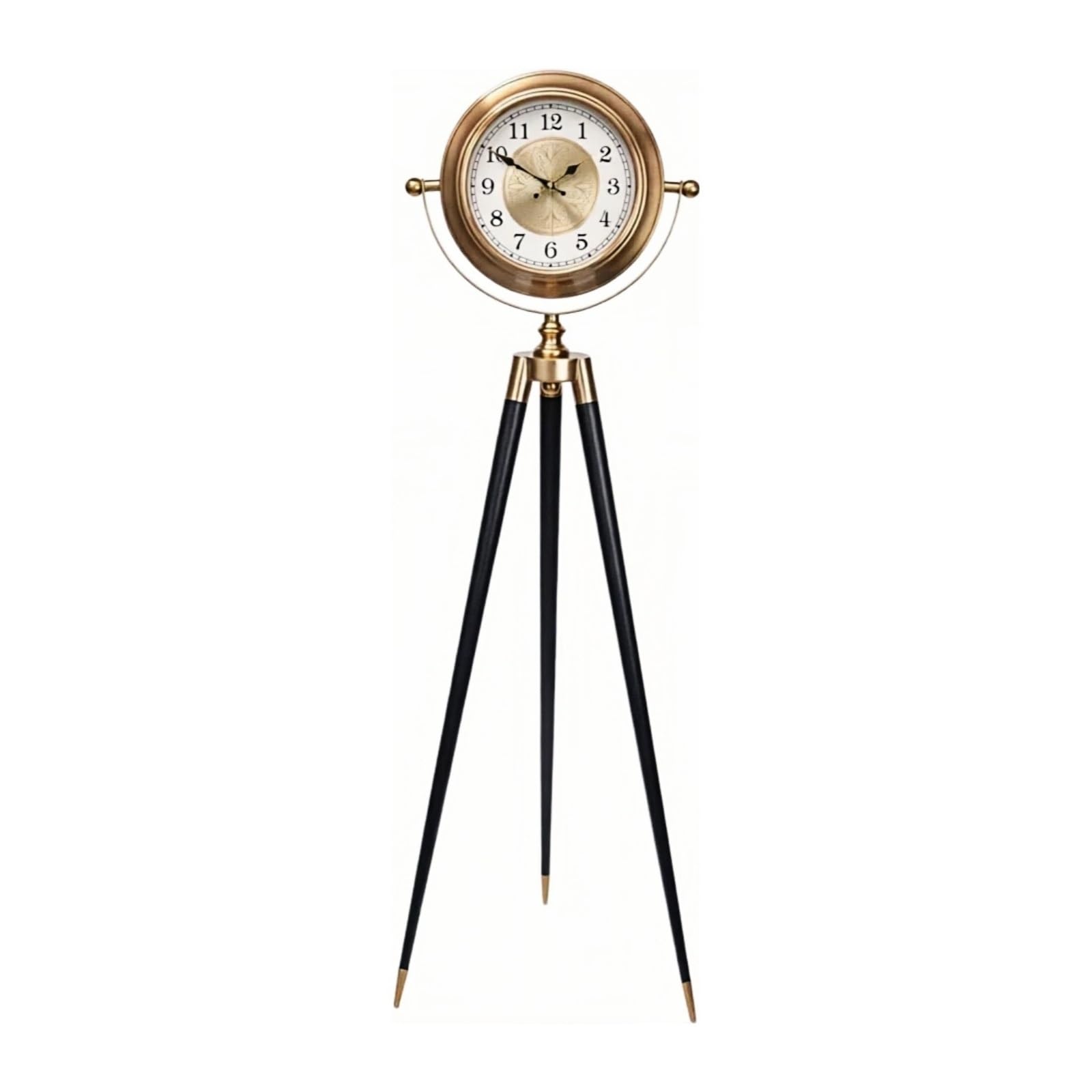 WANGHAI-666 Grandfather Clocks Metal Floor Clock Tripod Quartz Silent Roman Numeral for Living Room