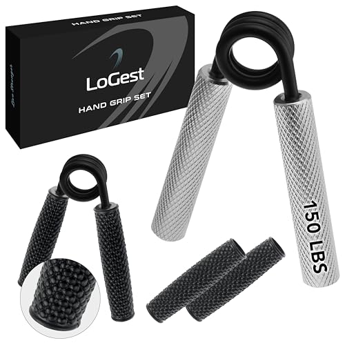 Logest Metal Hand Grip Strengthener 100LB-350LB No Slip Heavy-Duty Grip Strengthener with Gift Box, Great Wrist & Forearm Hand Exerciser, Home Gym, Hand Gripper Grip Strength Trainer (Silver - 150LB)