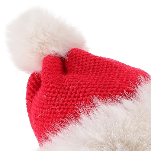 Gorro rojo con pompón de lana cómodo para mujer y ropa de invierno 3