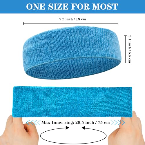Image of 4 Pack Sweatbands Sports Headband for Men and Women, Moisture Wicking Athletic Workout Headband for Running, Tennis, Basketball, Yoga, Gym Stretchy Unisex Sweatband