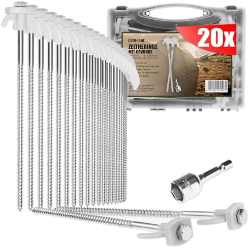 com-four® 20x piquets de tente en acier - piquets à vis dans la b...