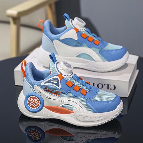 Kids Rotate Buckle Fashion Sneakers Mesh Fabric Breathable Walking Shoes Rubber Sole Non Slip Comfortable Running Shoes Lace Up Low Top Wear Resistant and Durable Travel Shoes Amusement Park Garden3