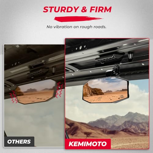 KEMIMOTO Rear View Mirror Tool free Adjustable Compatible with Polaris Ranger 1000 XP 900 500 570 / Crew Rearview Mirrors Accessories Wide View Convex Rear Mirror Replace 2879969