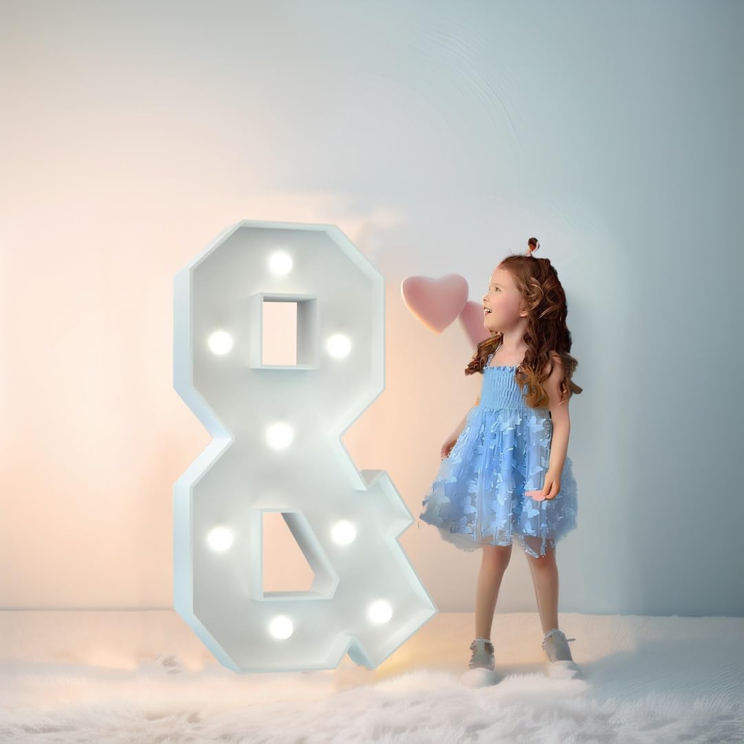 2.3FT/3.3FT/4FT Large Marquee Letters LED Light Up Sign White Light(Letter+,4FT/120CM)