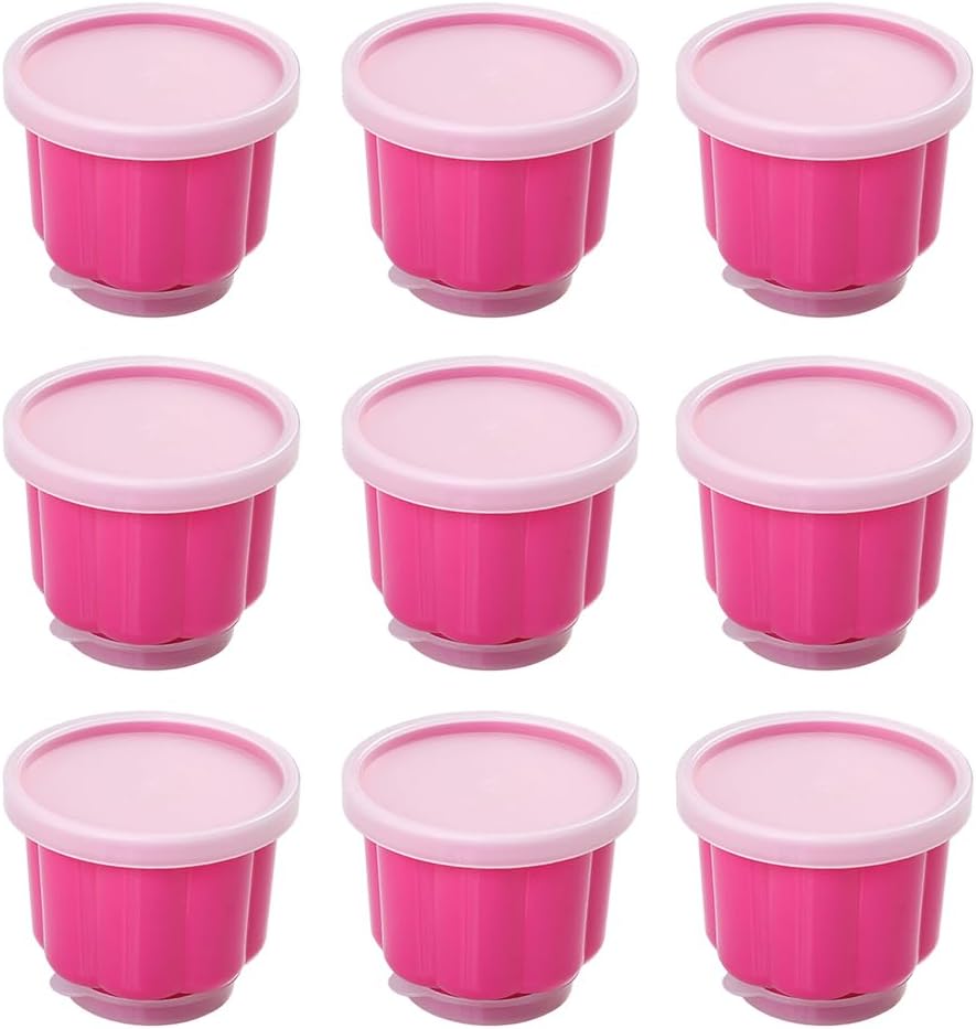9 pcs Pudding Molds, Custard Mould Cups with Lid Plastic Dessert Molds, Reusable Cups for Jello
