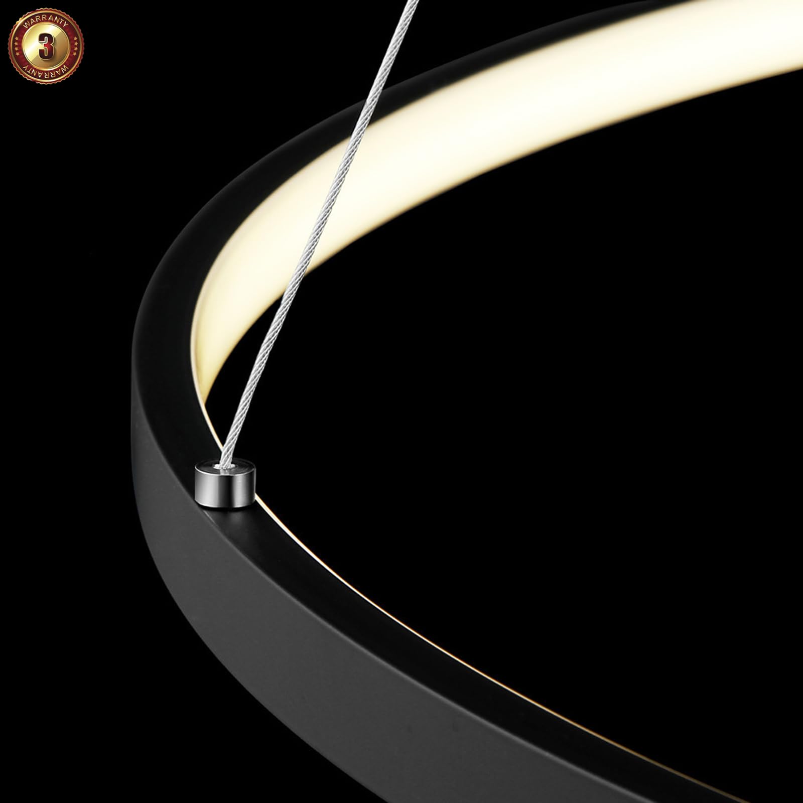 1 Lumière 60cm 24" Led Suspension Métal Acrylique Cercle Design Chrome