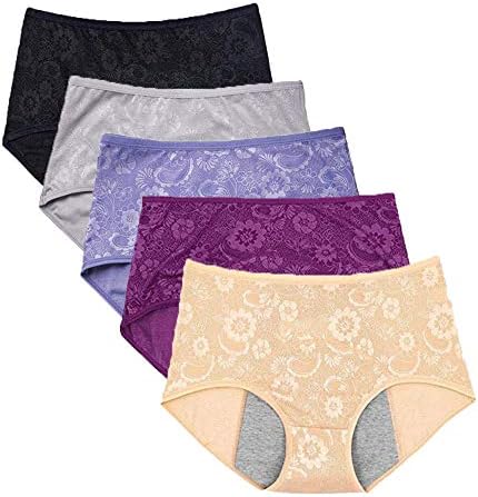 Qinyue.JF Women's Period Panties Menstrual Underwear Jacquard Easy Clean Panties