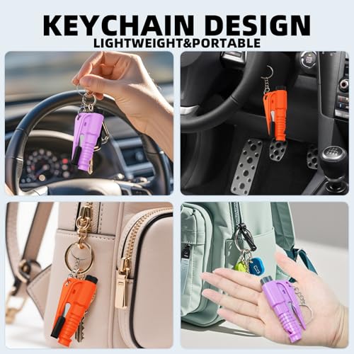 Image of 32 Pcs Car Window Breaker Key Chains, 3 in 1 Glass Breaker Seat Belt Cutter Survival Whistle, Portable Safety Emergency Escape Tools, Multifunctional Car Accessories for All Vehiclesains