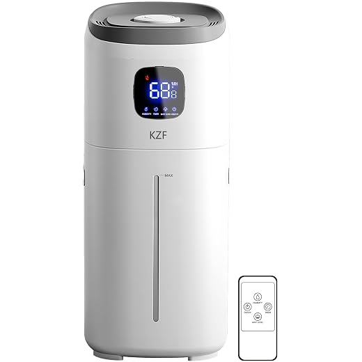 KZF Humidifiers for Bedroom, 15L Large Room Humidifier, 2000 Sq.ft Coverage, 72Hrs Runtime, Top Fill, 26dB Quiet, 3 Mist Levels & Diffuser, Auto Shut-Off, Ready for Baby Nursery Home and Plants