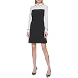 Womens Long Sleeve Collared Twofer Shift Mini Dress