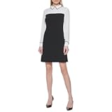 Womens Long Sleeve Collared Twofer Shift Mini Dress