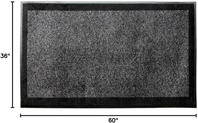 Carpeted Floor Mat - 3' x 5' - Graphite Grey w/Decorative Black Border Extra Sturdy 80mil Rubber Backing