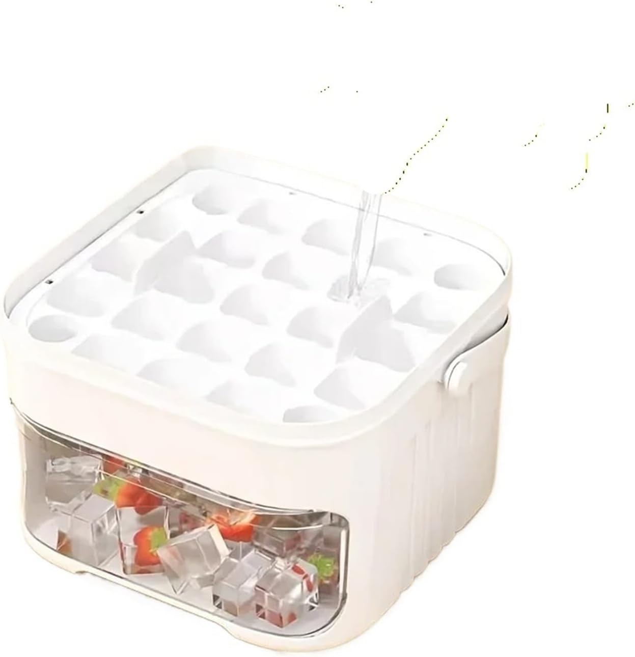 2-Layer Ice Cube Tray With Lid, Large Capacity & Space-Saving, Perfect For Small Freezers. Easy Make & Store(Red)