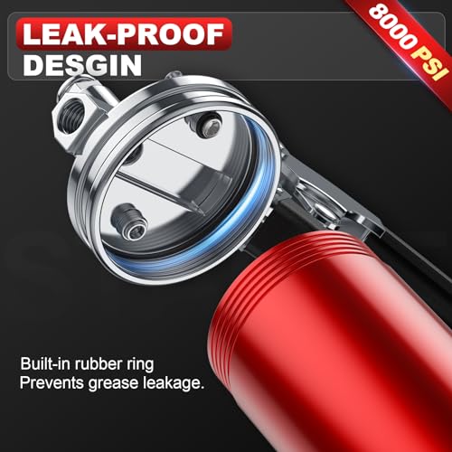 Fantictas Kit de pistola de graxa, pistola de graxa resistente de 8000 PSI com acoplador de bloqueio