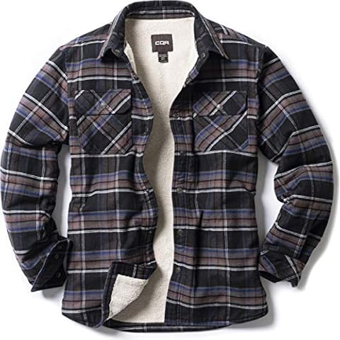 CQR Men's Sherpa Lined Flannel Shirt Jacket Cover