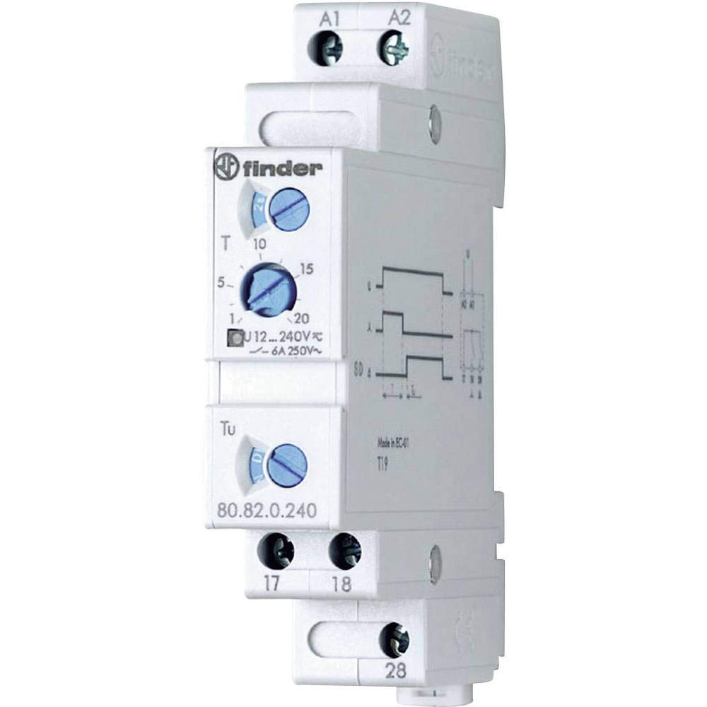 Finder 808202400000PAS - Relé temporizzato modulare avviamento stella-triangolo 2 NO 6 A da 12 a 240 Vac/dc 0,1 secondi a 20 min