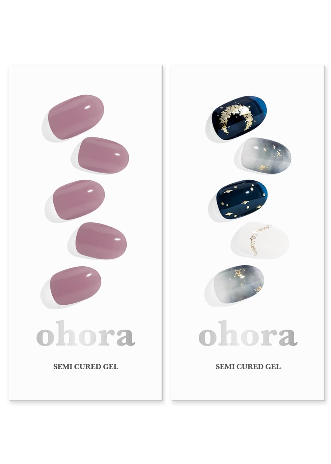 ohora Semi Cured Gel Nail Set of 2 (N Bare Plum & N Moonlight) - Professional Salon-Quality Nail Care