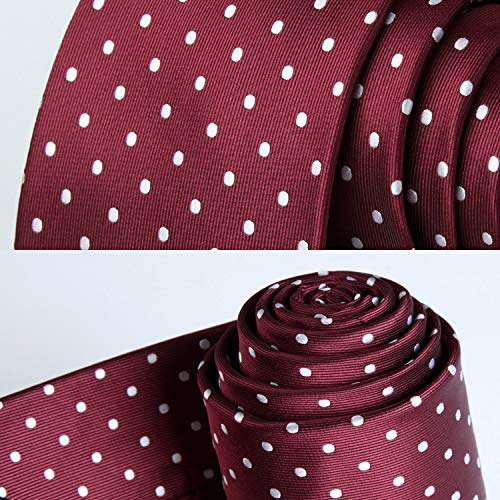 Image of HISDERN Polka Dot Ties for Men Classic Silk Ties and Pocket Square Formal Business Necktie Handkerchief Wedding Party
