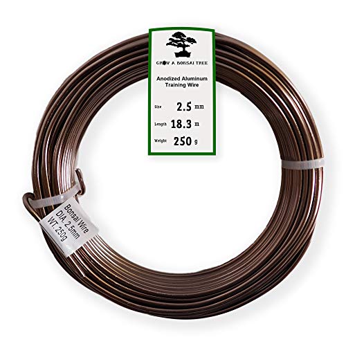 Anodized Aluminum 2.5mm Bonsai Training Wire 250g Large Roll (60 feet) - Choose Your Size and Color (2.5mm, Brown)