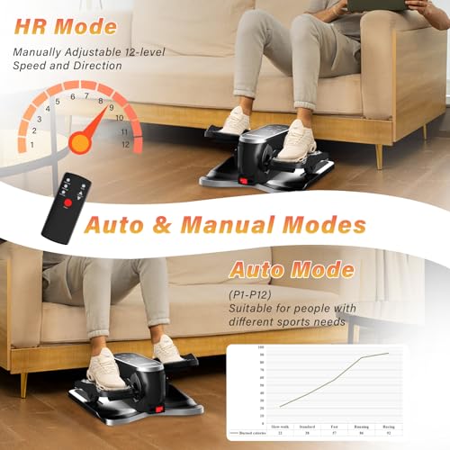 TODO Mini Under Desk Elliptical Machine, Elliptical Pedal Exerciser for Home, Cross Trainer with Remote Control & Non-Slip Pad, 12 Adjustable Speed, Low Impact, Portable - Image 3