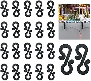 50PCS Black Mini Gutter Hanging Hooks for Christmas Light Xmas Icicle Fairy String, S Shape Hanging Hooks
