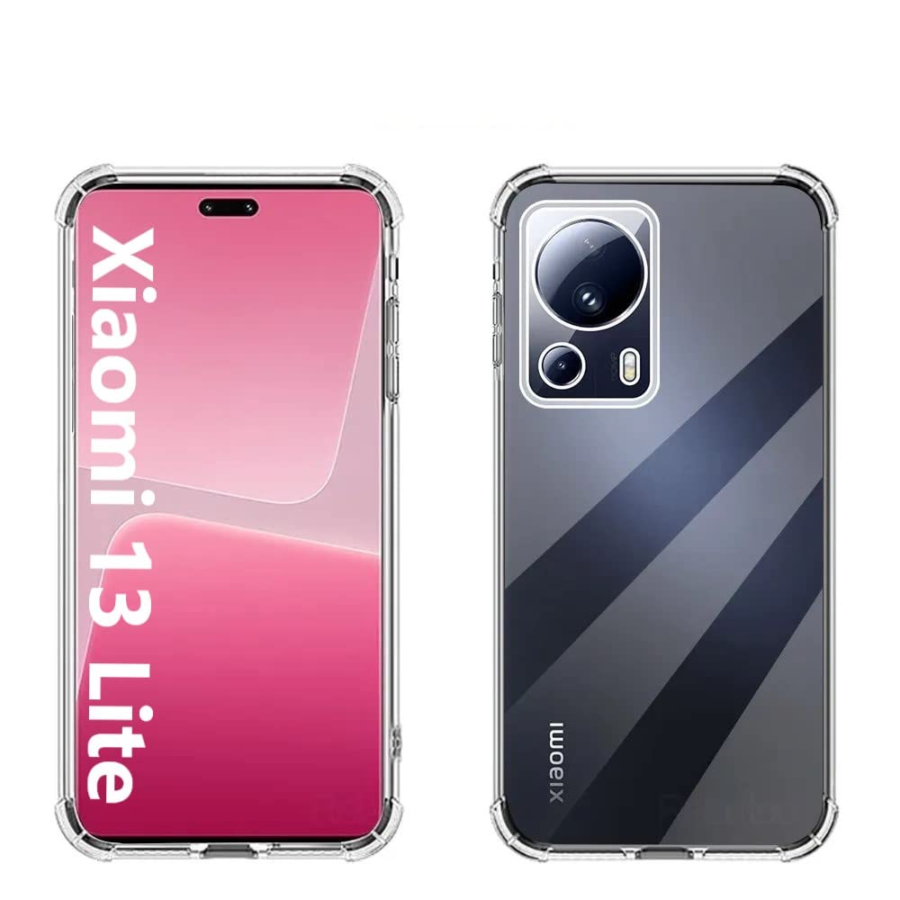 Xiaomi Mi 13 Lite Case,Clear Shockproof Silicone Case With Camera Protection Armour Protective Cover [Slim-Fit] Soft Thin Full Cover Phone Case for Xiaomi 13 Lite 5G Transparent