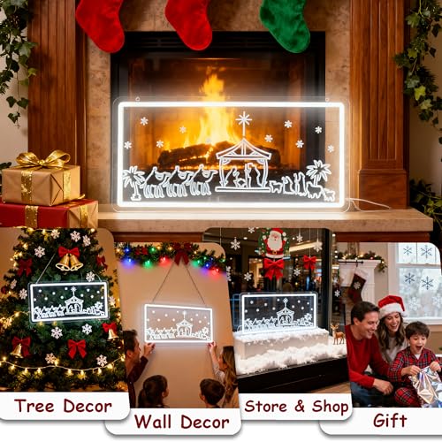 Image of Christmas Home Decor Neon Sign Led Neon Christmas Lights Ornaments Tree Decorations Outdoor Neon Signs for Wall Decor USB Powered Led Neon Signs for Room Decoration