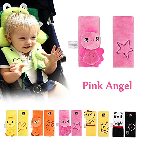 Guaina per cintura di sicurezza Cuscino per spalla morbido per bambini Inchant Cartoon Safety Safety Car Seat Belt (Angelo rosa)