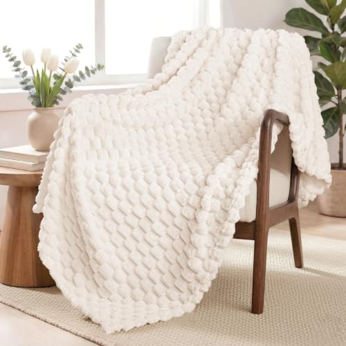 Exclusivo Mezcla Manta de Lana 3D Large Throw para Sofá, Marfil miniatura 1