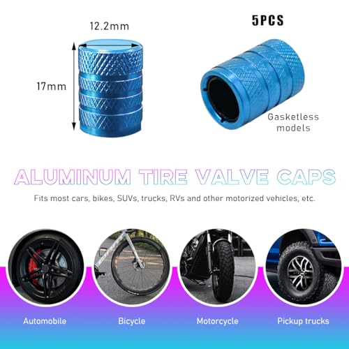 image for Ziciner 5 PCS Car Tire Valve Stem Caps, Anodized Aluminum Wheel Stem C