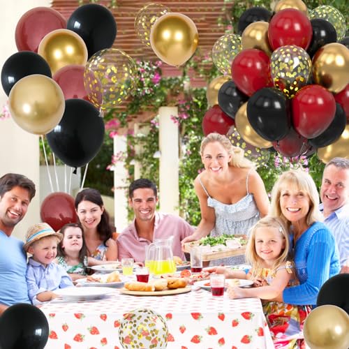 Red Black and Gold Balloons, 60Pcs 12 Inch Red Black Party Balloon with Confetti Balloons for Birthday Gender Reveal Wedding New Year Christmas Party Decoration - Image 3