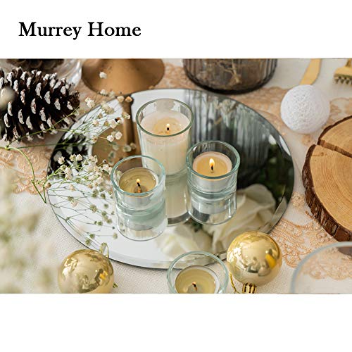 Murrey Home 8" Round Mirror Trays With Beveled Edge, Circle Mirror Candle Plates For Table Centerpiece Wedding Decorations Baby Shower Party Mirror Tiles Christmas Decorations, Set Of 12, 3Mm #TOP3