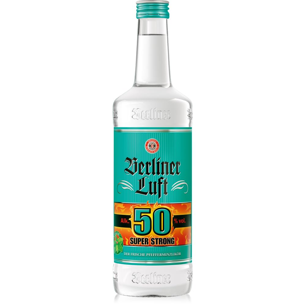 Berliner Luft Super Strong | Kultiger Pfefferminzlikör Super Strong Edition | Frisch & minzig | Vegan & glutenfrei | Made in Berlin | 50% Vol. | 0,7 L