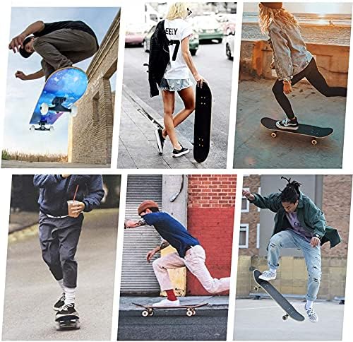 Skateboard,31 x 8 Inch Complete Skateboard, 8-Layer Maple Wood Deck Double Kick Standard Skateboards for Kids, Teens, Adult, Beginner