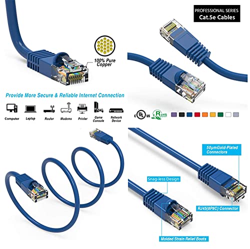Imbaprice Mixed Colors - 0.5 Feet(6 Inch) Rj45 Cat6 Snagless Short Ethernet Patch Cable Multi Color (Red, Blue, Black, White, Yellow)- 5 Pack #TOP3