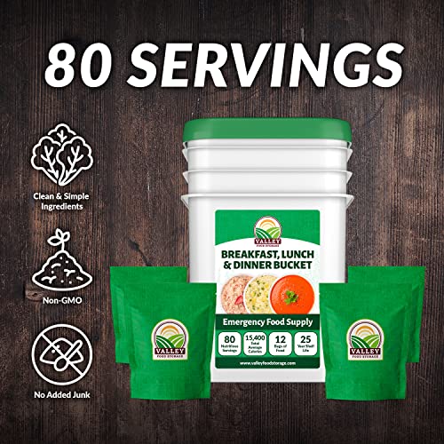 80 Serving Breakfast, Lunch & Dinner Bucket | Premium Emergency Food Supply | Survival Food 25 Year Shelf Life | Camping Food, Backpacking Meals, Prepper Supplies | Valley Food Storage Packaged in USA - Image 3