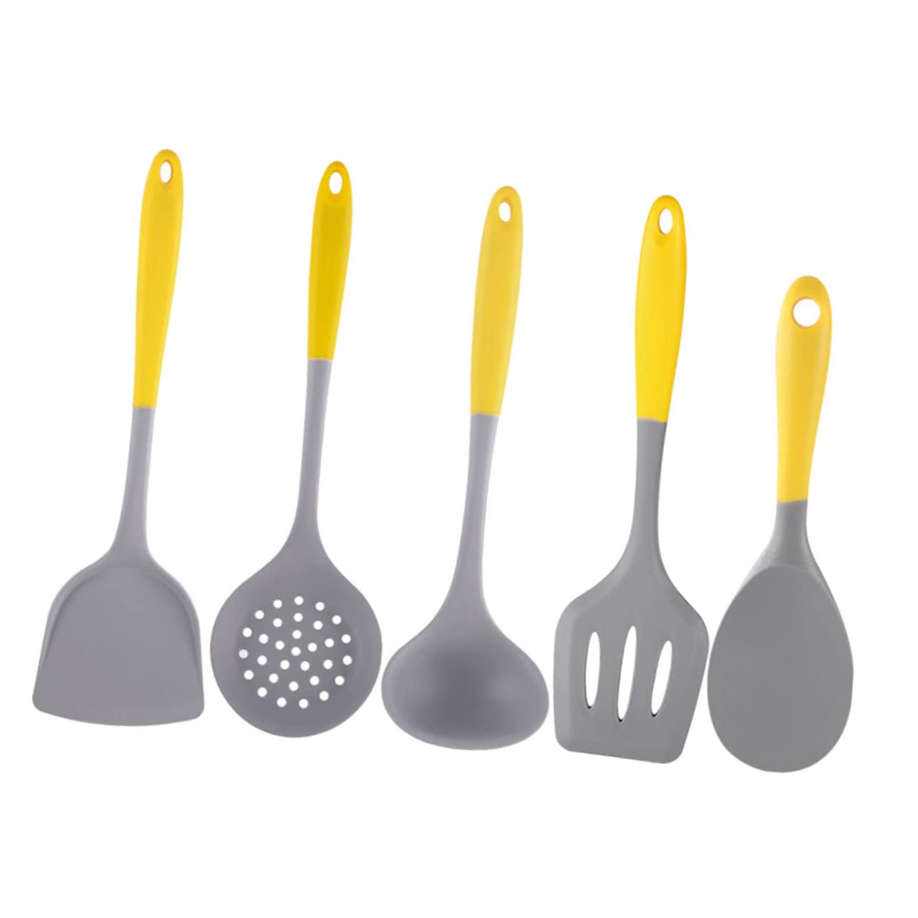 VOSAREA 1 Set Silicone Cooking Utensil Set Non Stick Kitchen Tools Heat Resistant Spatula Soup Spoon Ergonomic Design for Daily Cooking and Stir Fry