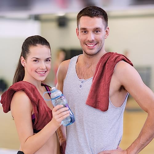 Image of Sassoon Unisex Microfiber Gym Towel in 450 GSM (Set of 2, Crimson) 40cmX60cm- Fast Drying & Light Weight Ultra Absorbent Sports Towel