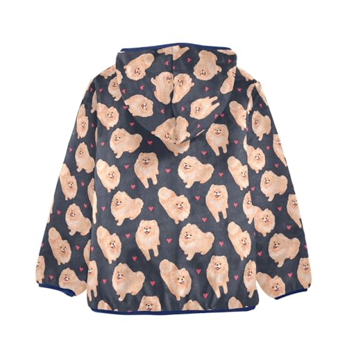 Pomeranian Dog Toddler Fleece Jacket Baby Boys Hooded Zipper Long Sleeve Thick Warm Outerwear 3-10 Years2