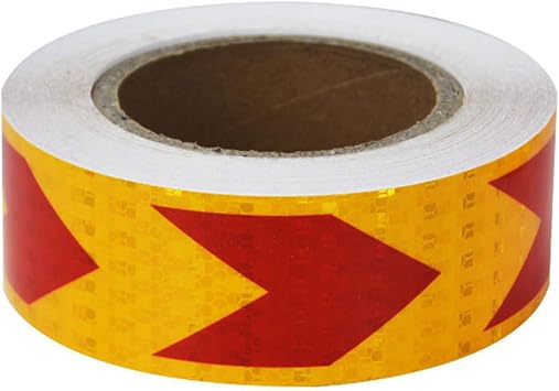 Reflective Tape Stickers,Caution Tape,Waterproof Arrow Warning Sign Outdoor Marking Tape for Vehicles, Boats, Trailers,White red,Width 5cm Color Orange Red, Size Width 5cm