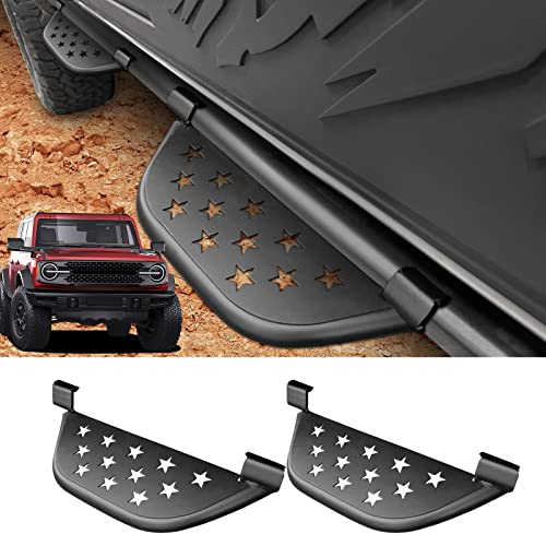 Aomsazto Side Steps Fit For Ford Bronco 2023 2022 2021 2/4 Door Steps Rock With Rock Rail Running Boards Side Bars Drop With Mounting Brackets Front Rear Door Steps Accessories 2 Packs #TOP12