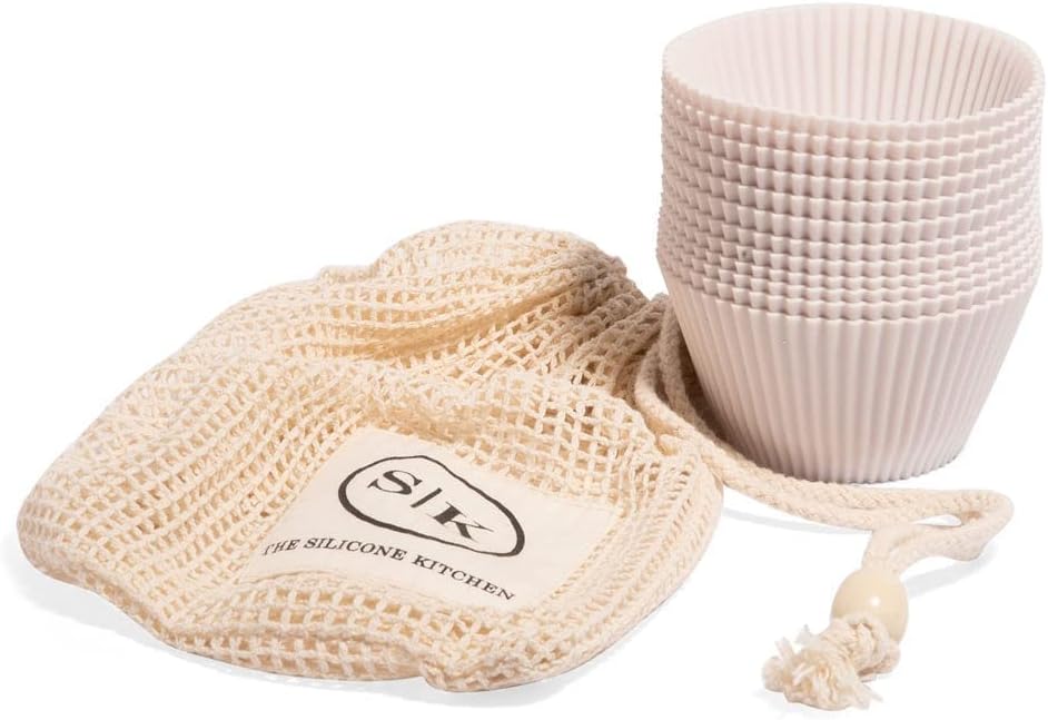 The Silicone Kitchen Reusable Silicone Baking Cups, Non-Toxic, BPA Free, Dishwasher Safe, Jumbo, 12 Pack, Designer White image 2
