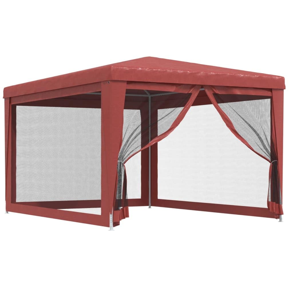 Namiot imprezowy HDPE czerwony 297 x 396 x 246 cm ze ścianami bocznymi
