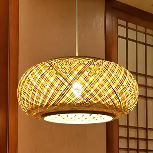 Lampe suspendue en rotin hauteur réglable lustre bohème